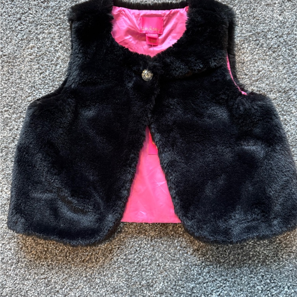 Girls size small (4-5) black fur Lilly Pulitzer